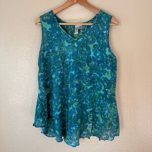Winter Sun Blue-Green Patterned Tank Top